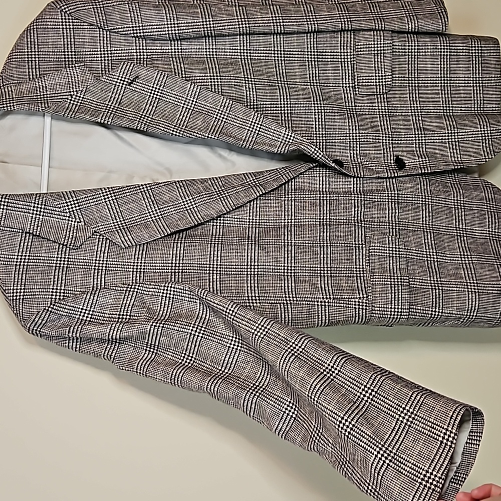 Vintage Oscar de la Renta Plaid Houndstooth Blazer - Picture 2 of 6